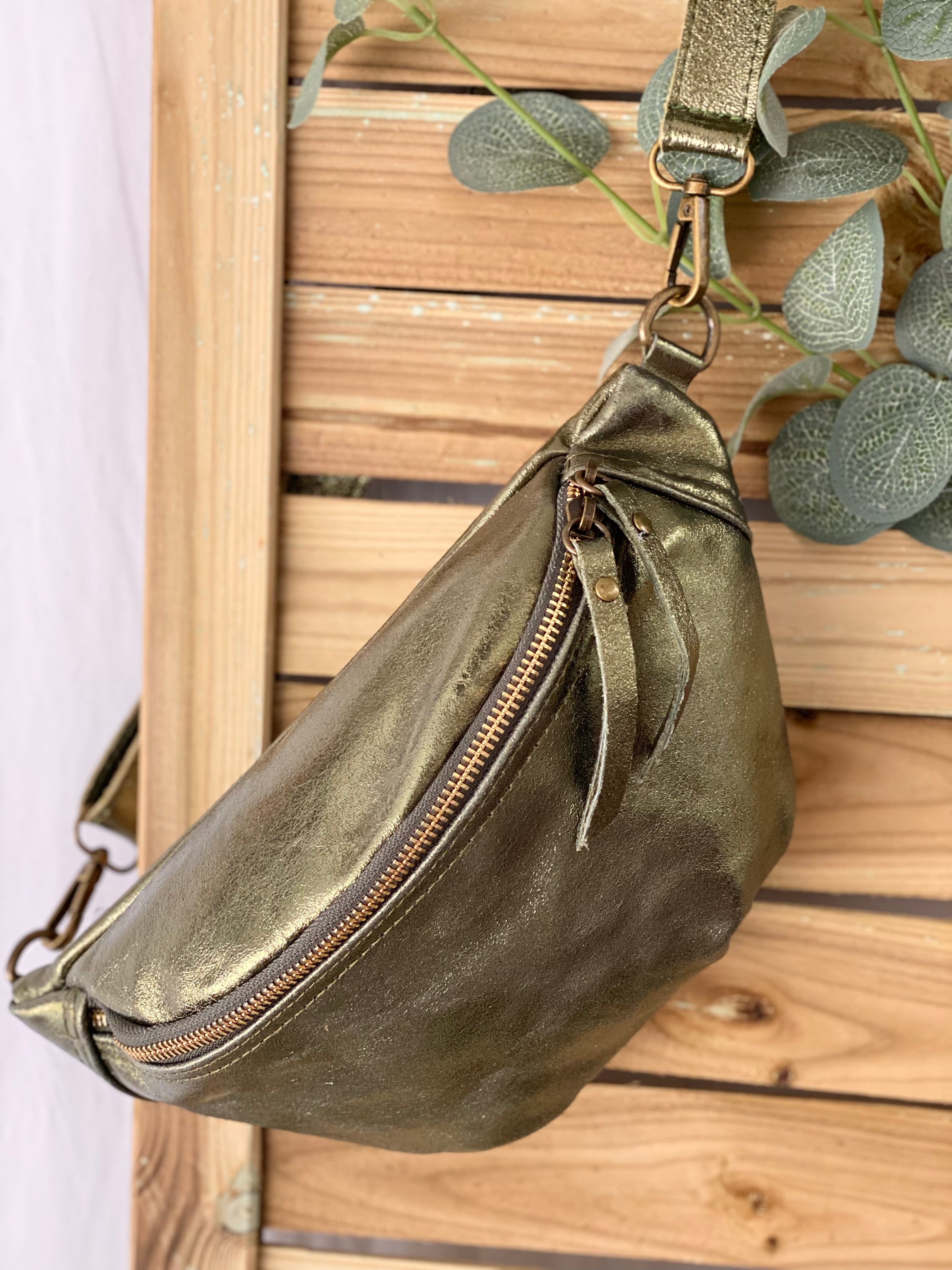 Sac banane en cuir - IRISS - Kaki