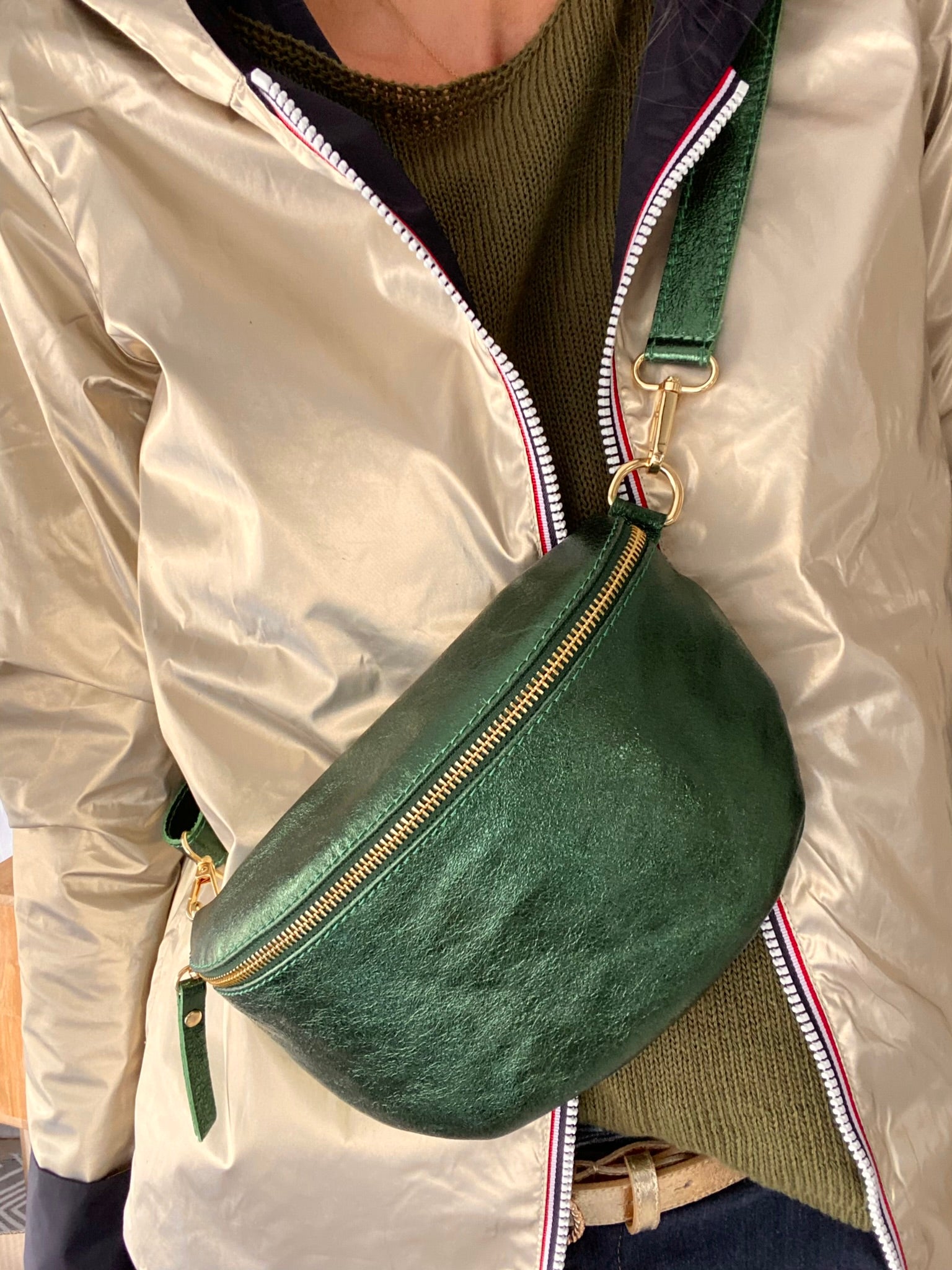 Sac cuir 2024 vert bouteille