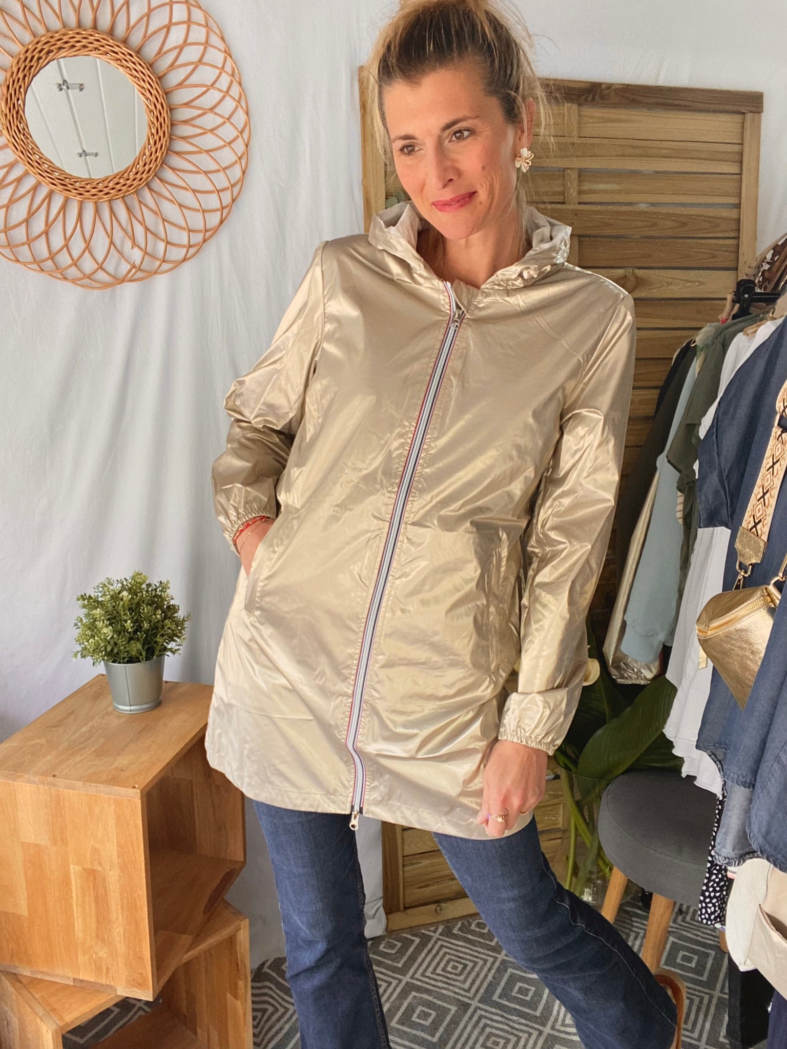 Coupe vent imperméable ANNA LONG léger - Doré - Laura Jo