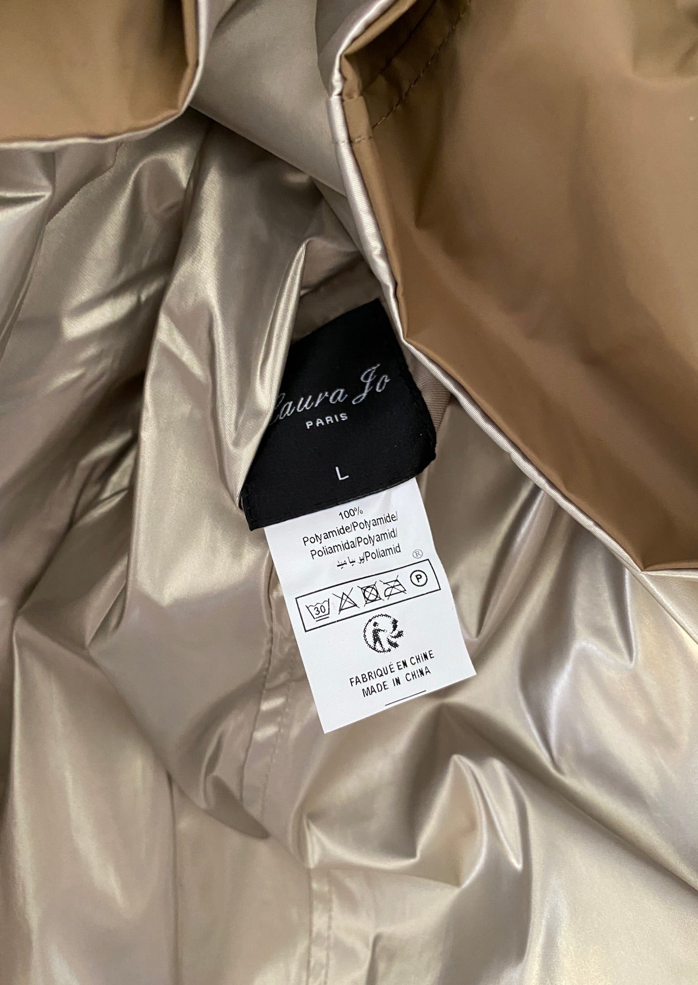 *** PROMO - Taille XL - Imperméable réversible léger GARANCE LONG - Camel/Doré - Laura Jo