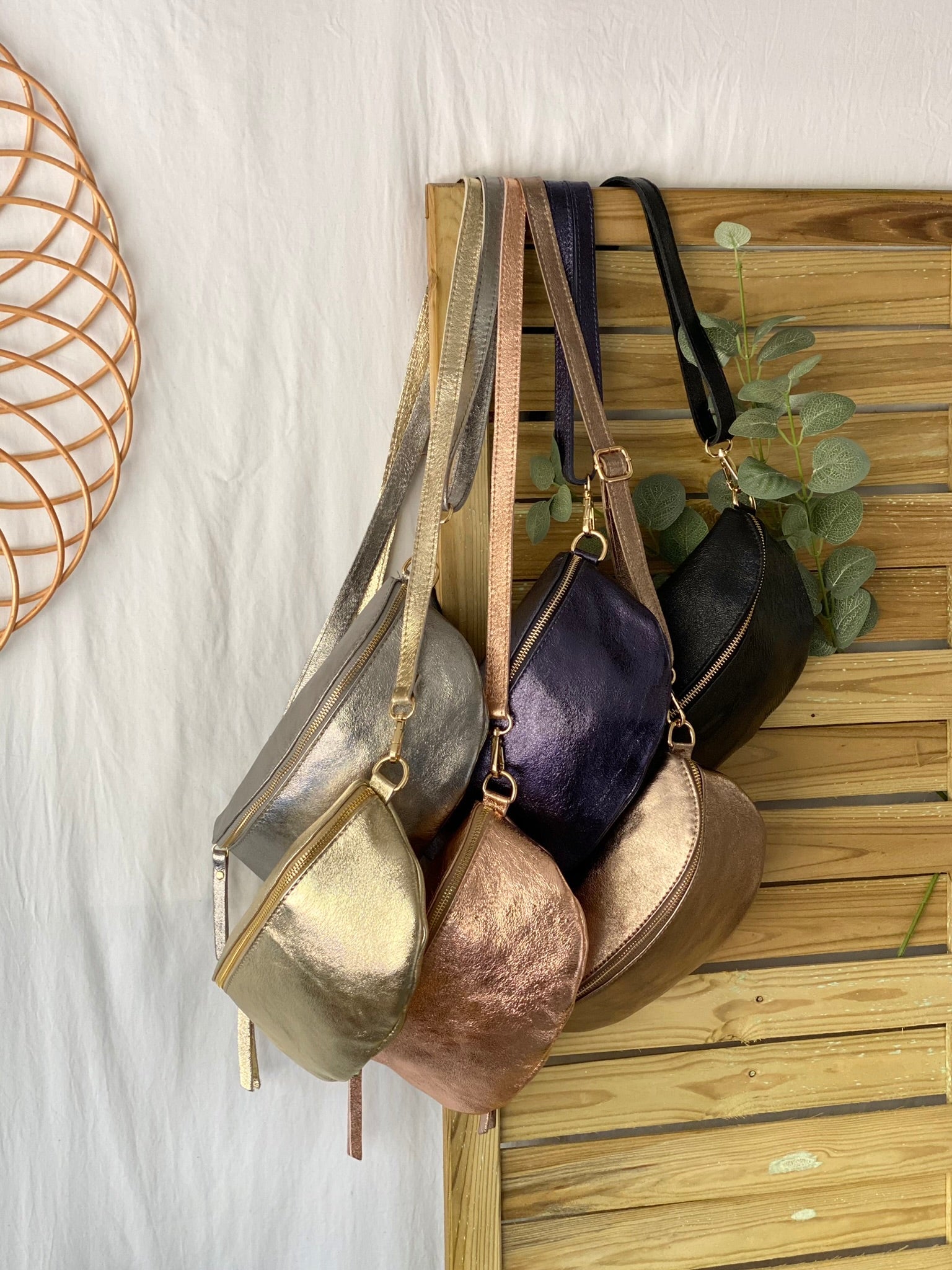 Sac banane L en cuir irisé 28cm - JOYCE - Bronze (6 coloris)