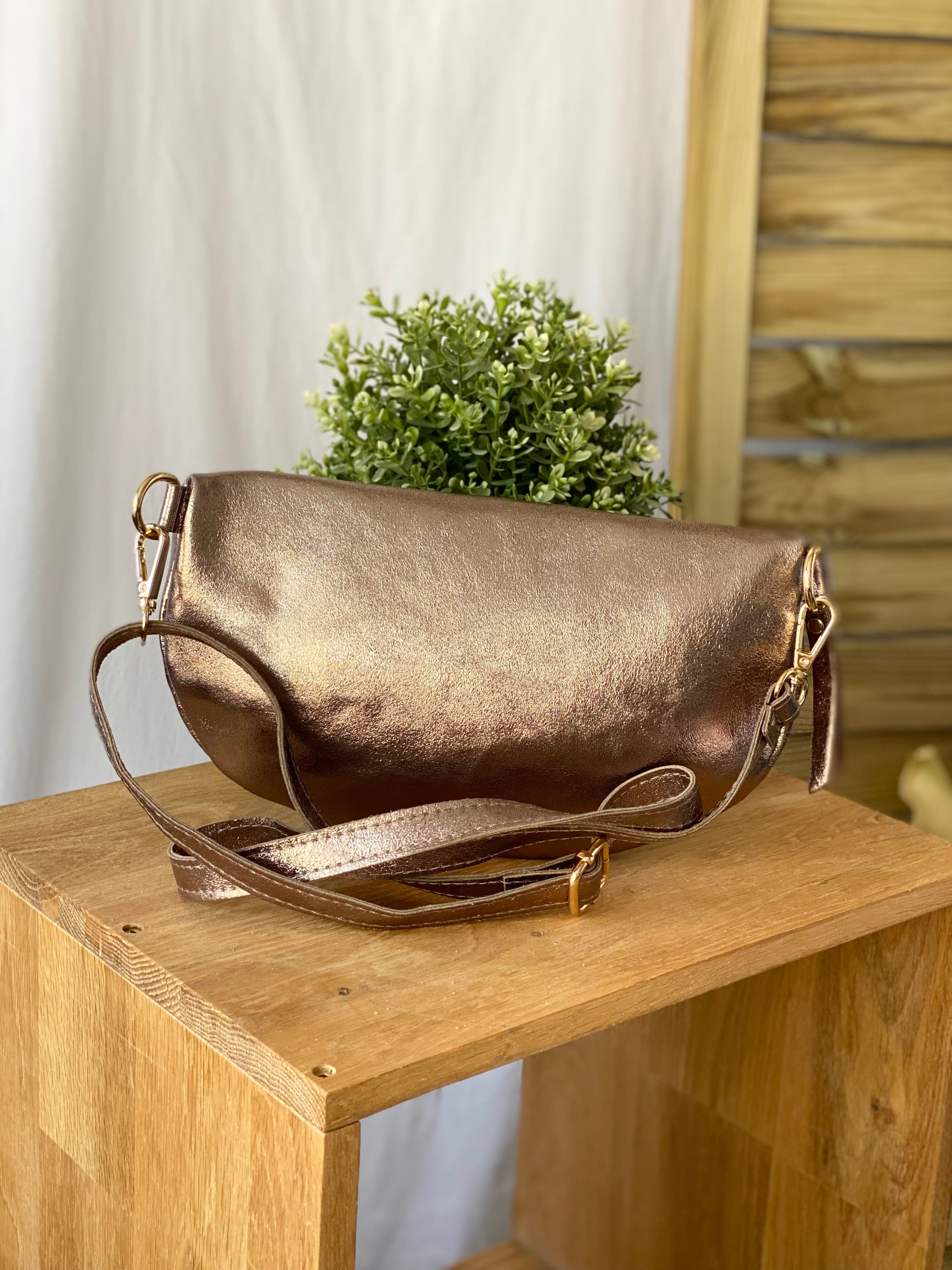 Sac banane L en cuir irisé 28cm - JOYCE - Bronze (6 coloris)