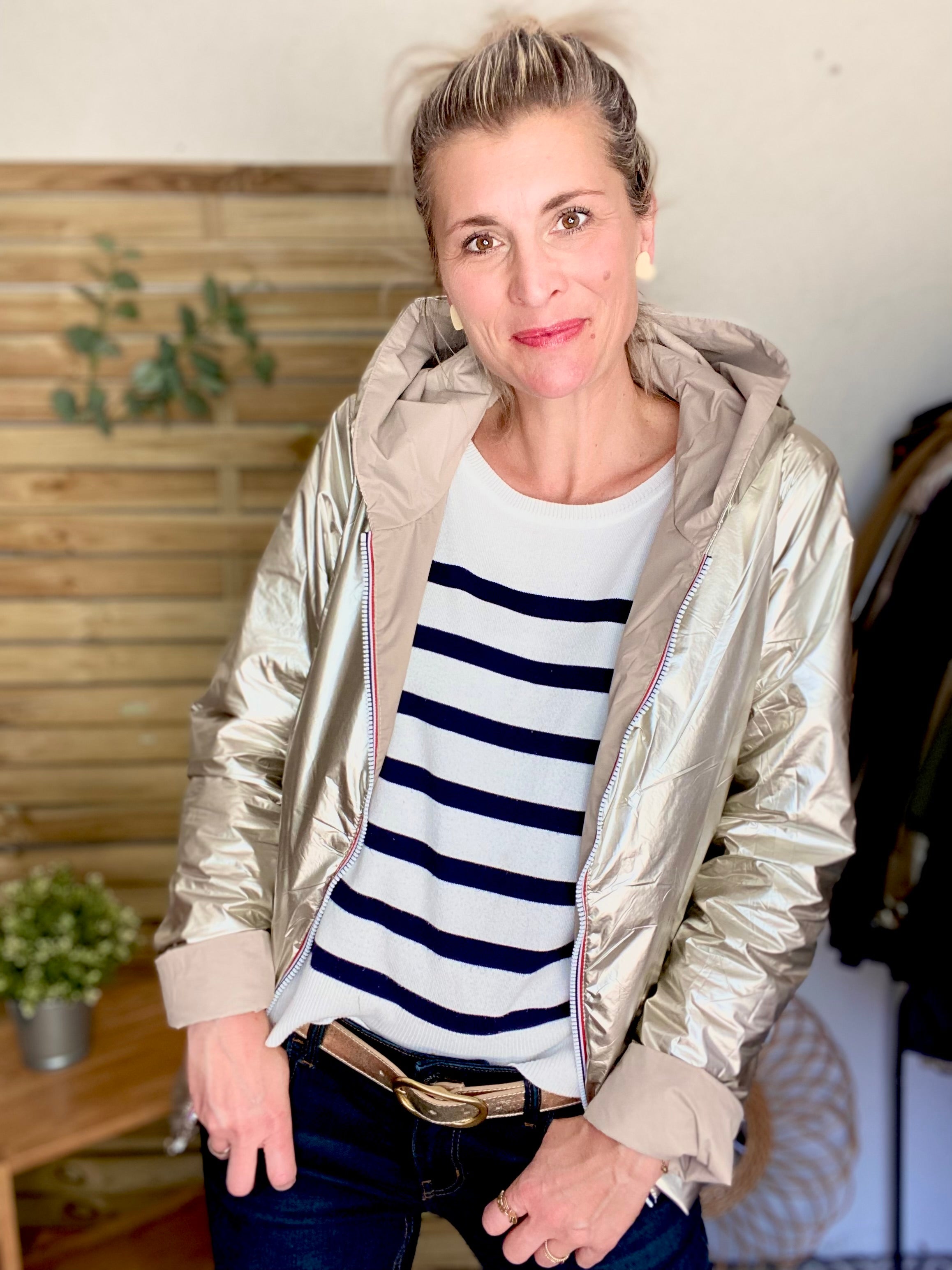 Imperméable réversible rembourré LOUISON COURT - Beige / Doré - Laura Jo
