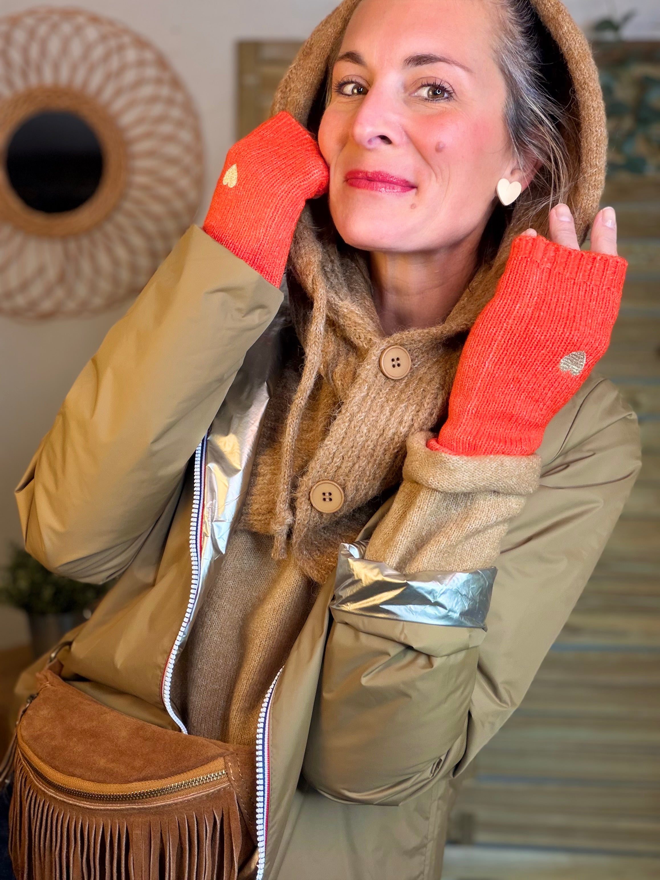 Mitaines CLARISSE avec coeur brodé 