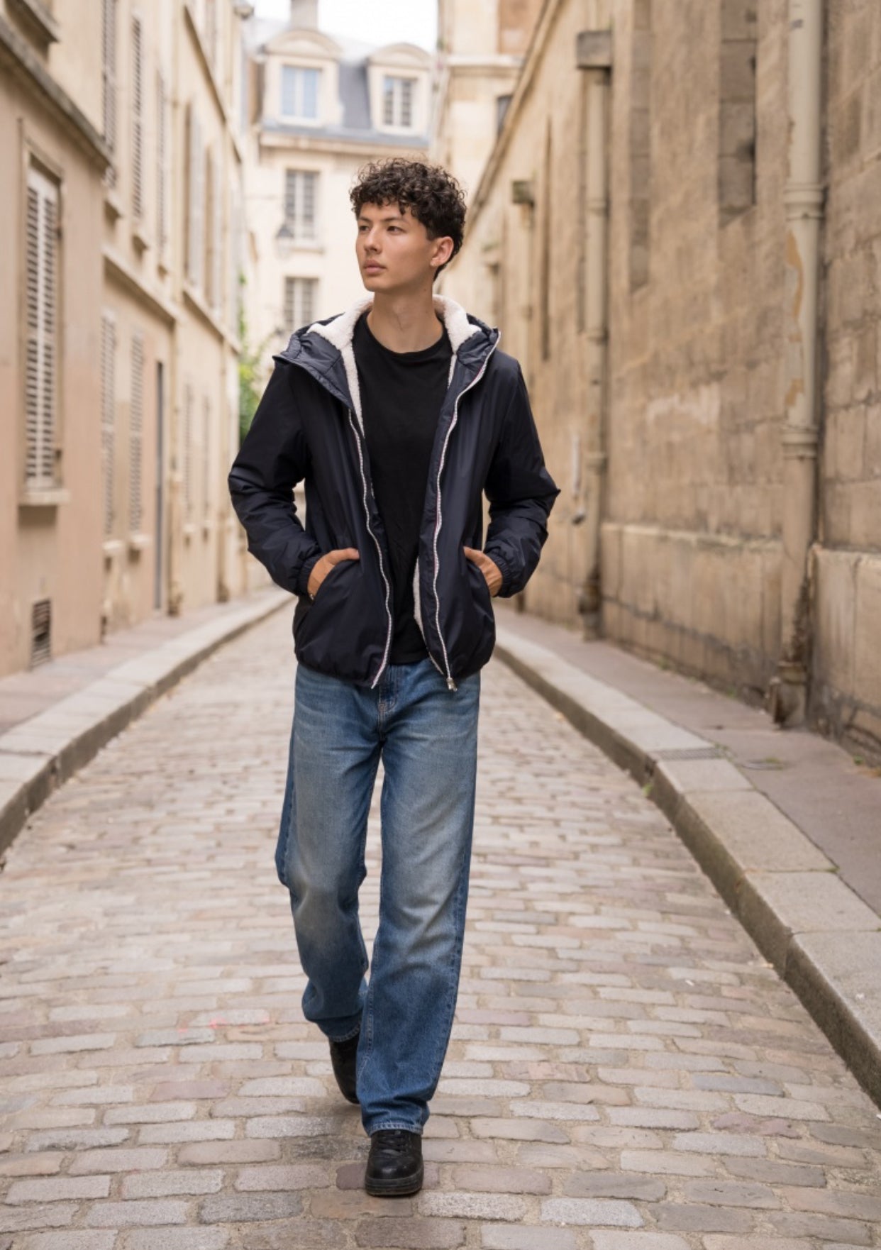 Parka Imperméable Homme LOUIS* COURT fourré sherpa - Bleu marine - Laura Jo