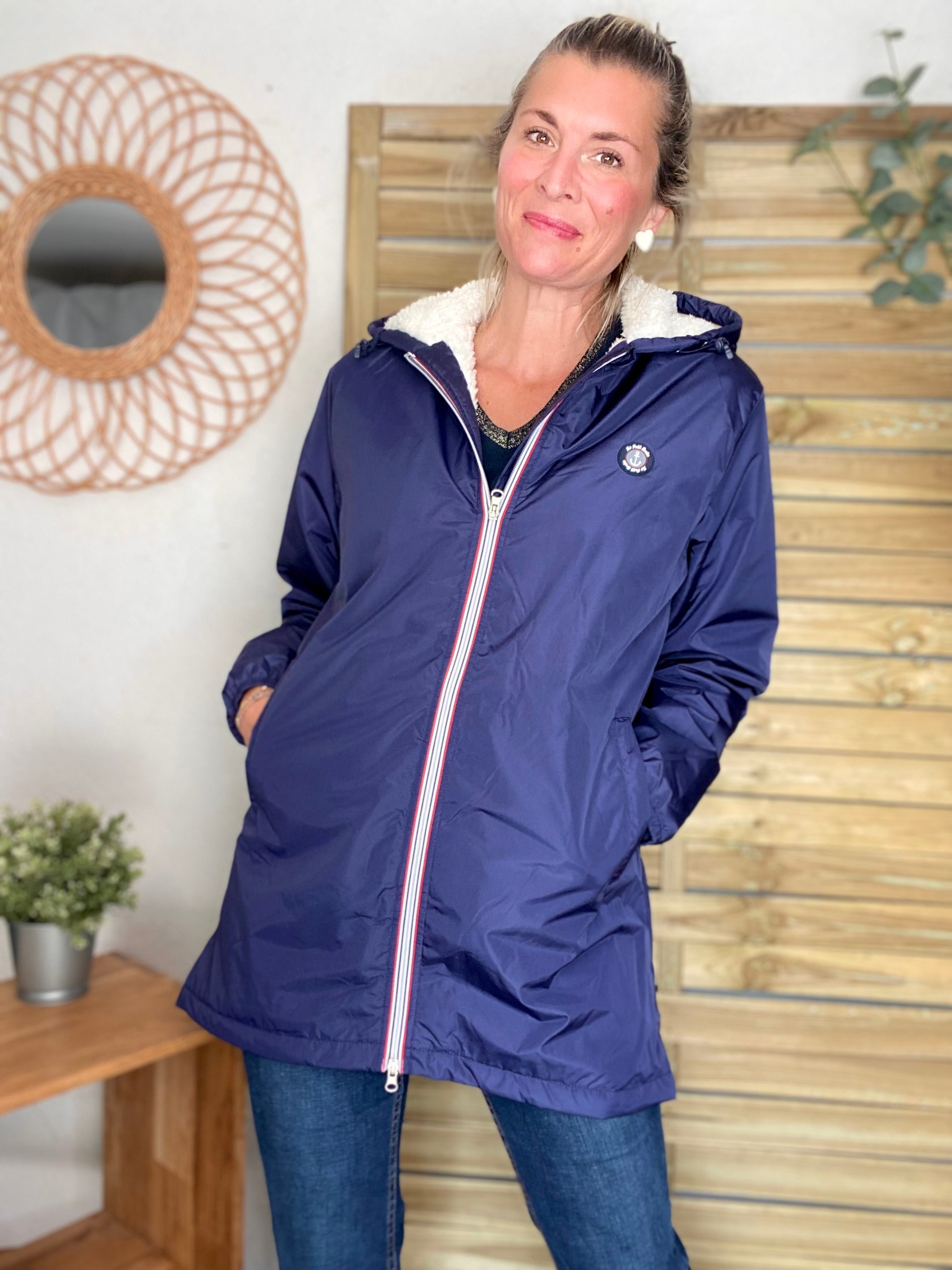 Parka Imperméable moumoute mixte JEAN.NE - LE PETIT BRETON - Bleu Marine
