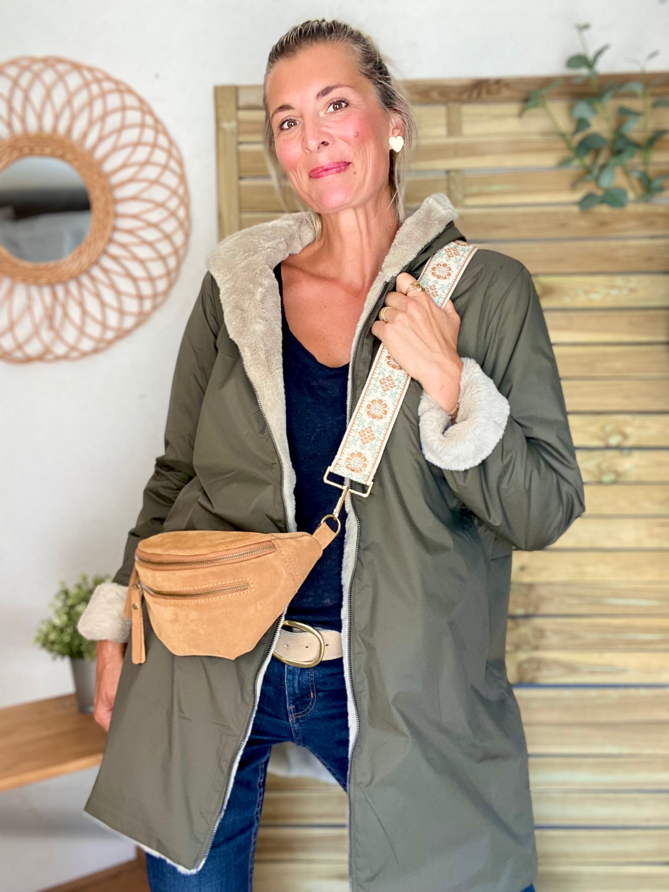 Parka Imperméable réversible fourrée Kaki / Beige ALIX - LAURA JO