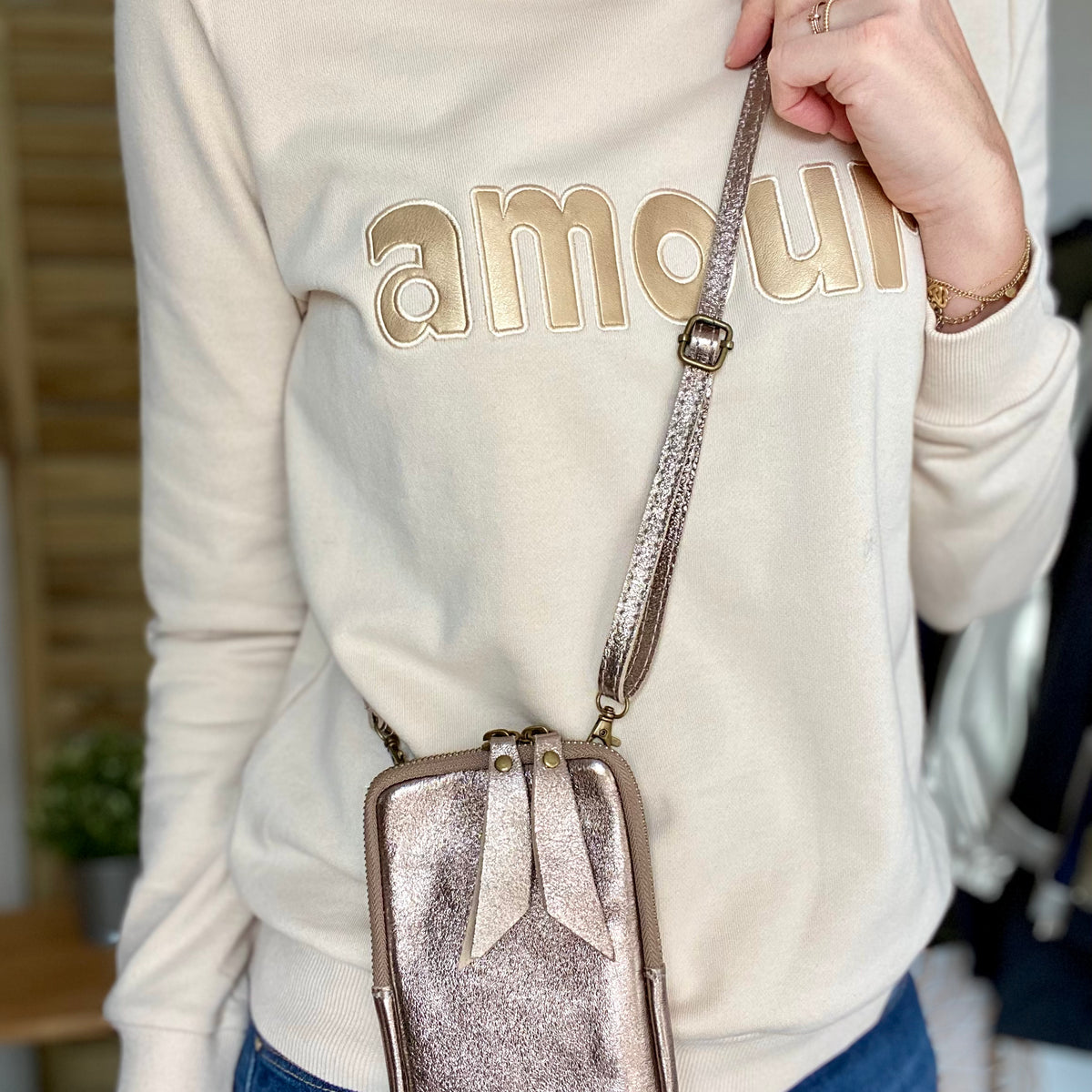 Sac Bandoulière Stella & Dot - Cuir Synthétique Bronze/doré - Occasion (état à Vérifier)