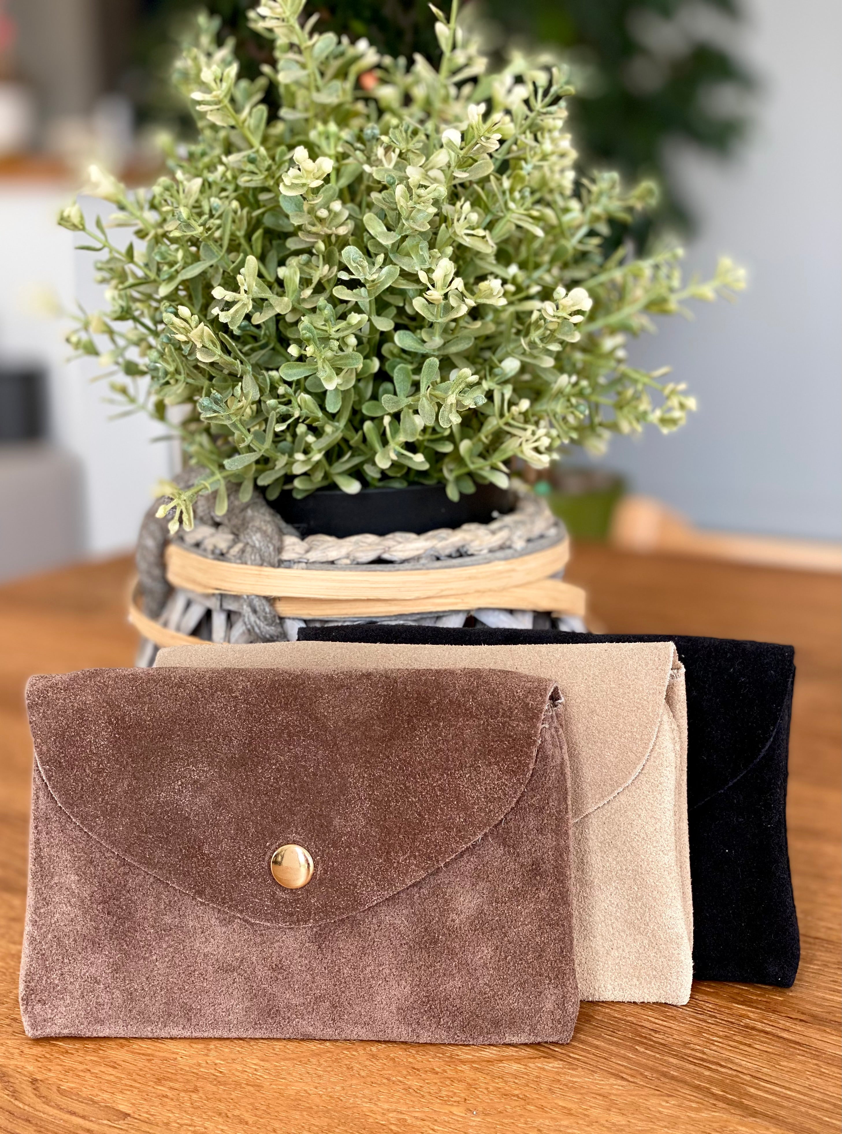 Porte monnaie / porte carte XL+ en cuir daim - BASILE