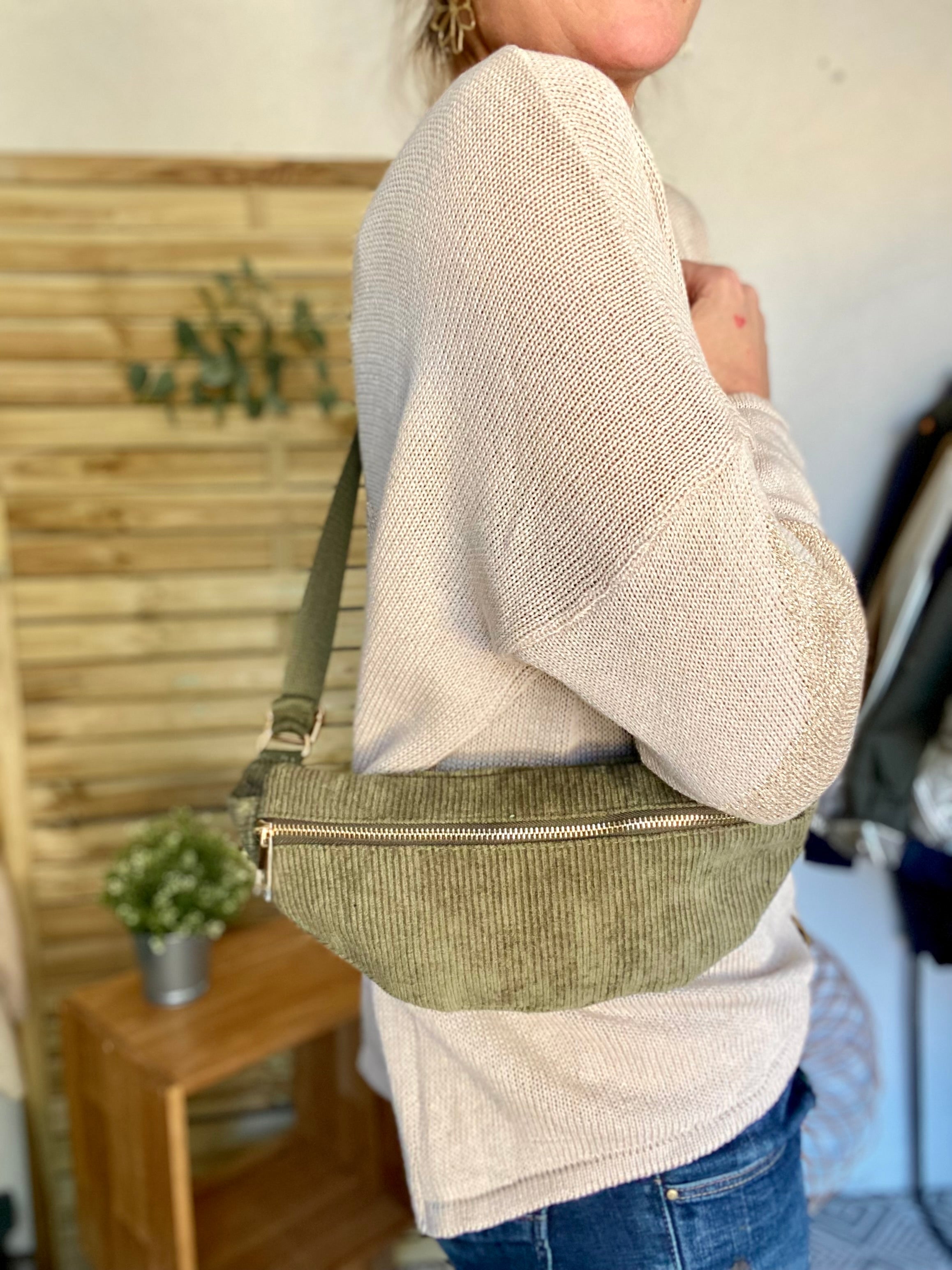 Sac banane M…ini - velours cotelé Ciao Boum - IVY - Kaki