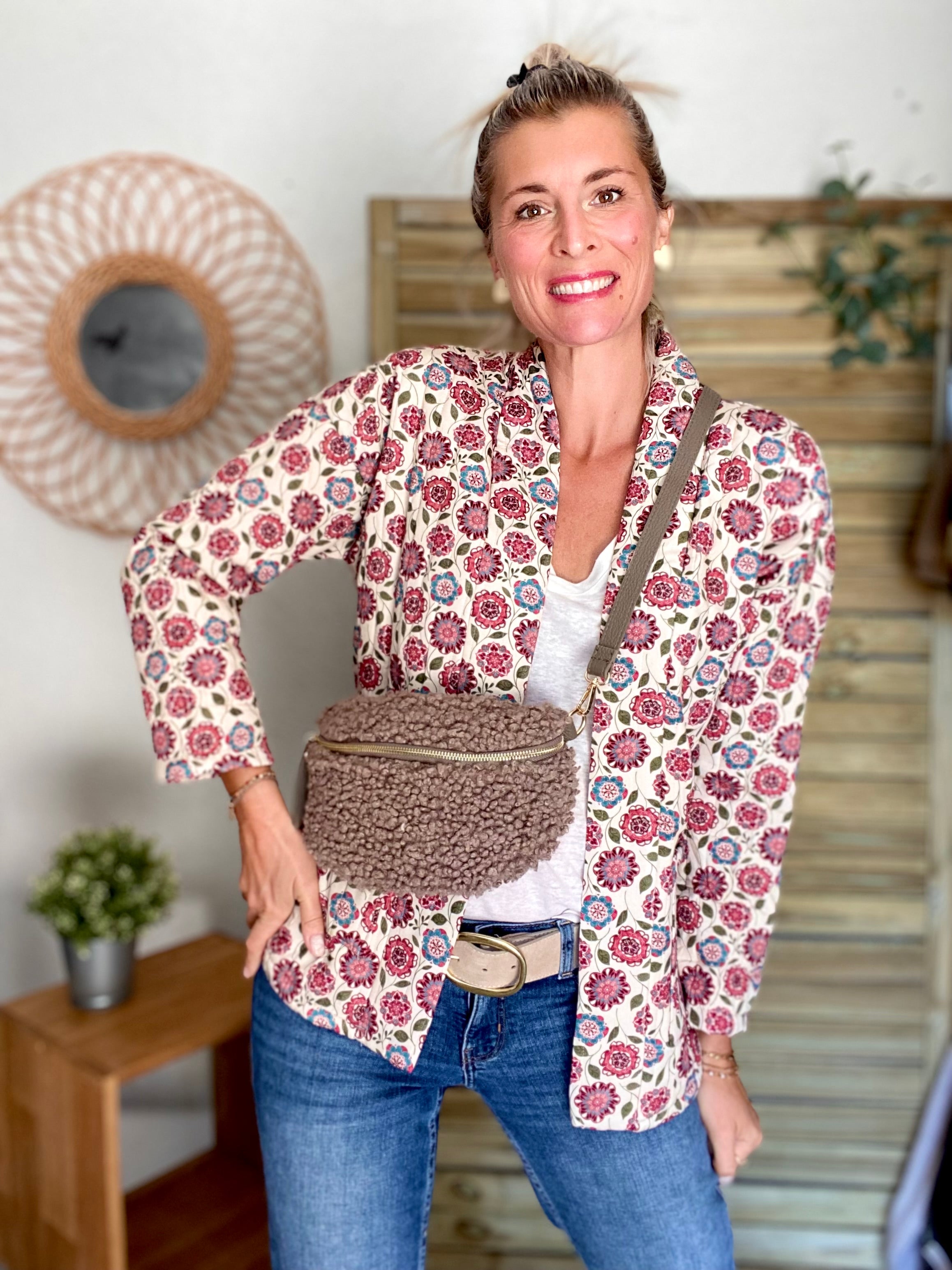 Sac banane Moumoute et cuir CARRY -  Taupe