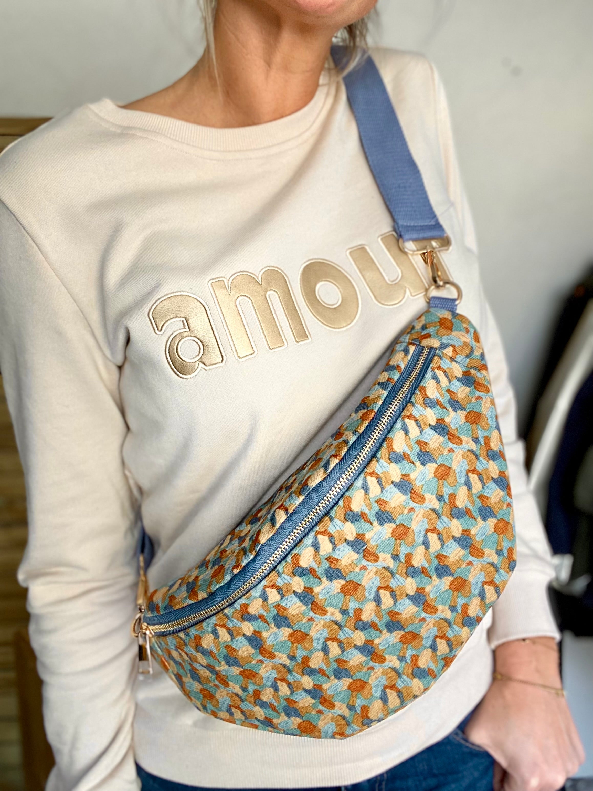 Sac banane XL velours Ciao Boum - IVY - Camaïeu Ocre