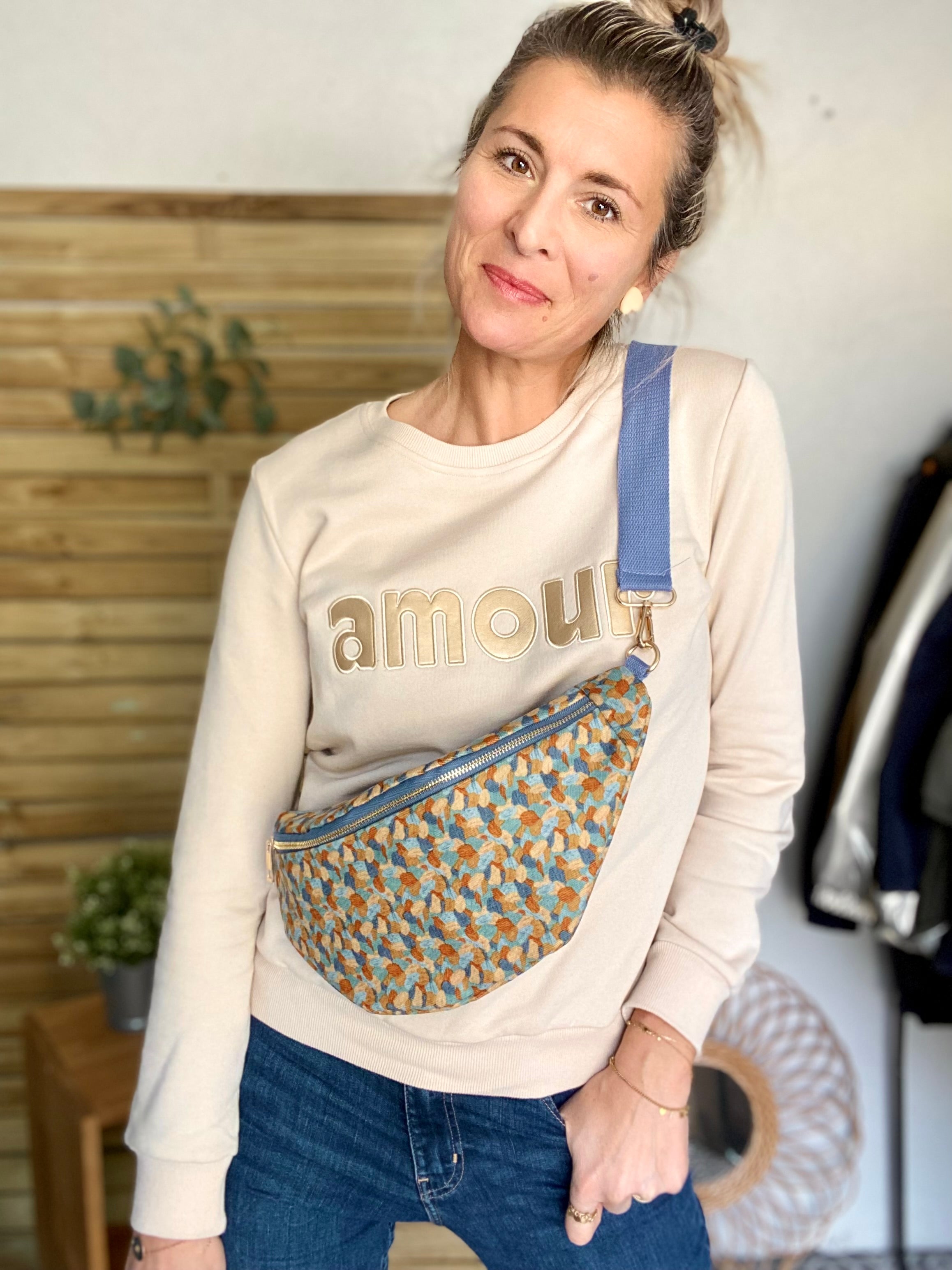Sac banane XL velours Ciao Boum - IVY - Camaïeu Ocre