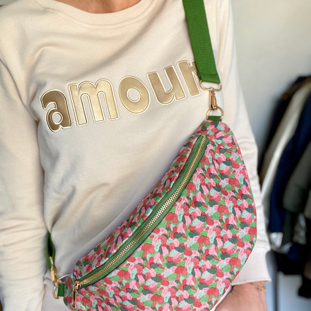 Sac Banane XL Velours Ciao Boum IVY Camaïeu Rose