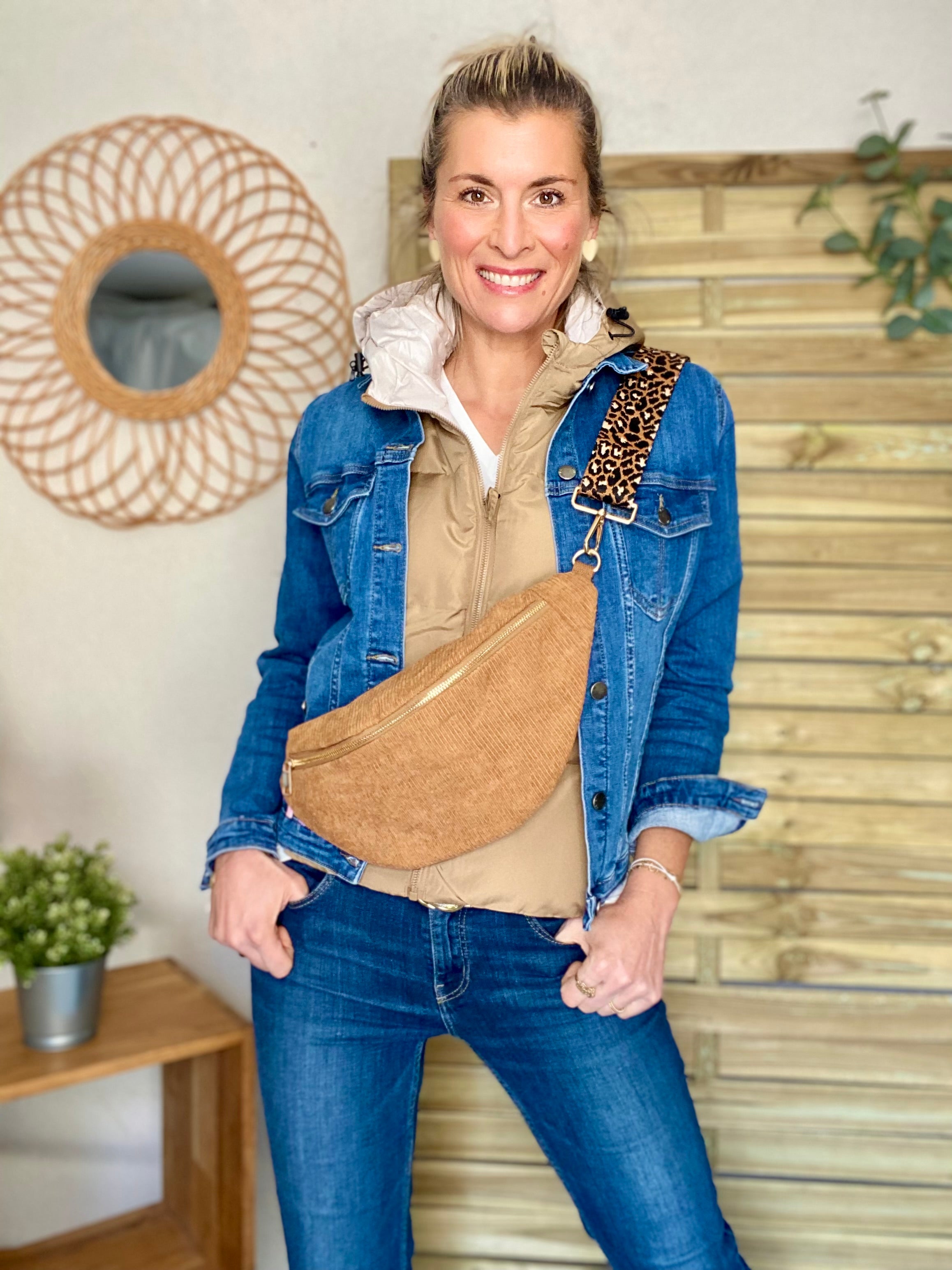 Sac banane XL velours côtelé Ciao Boum - IVY - CAMEL ET VESTE EN JEAN ET COL CAPUCHE ZACK