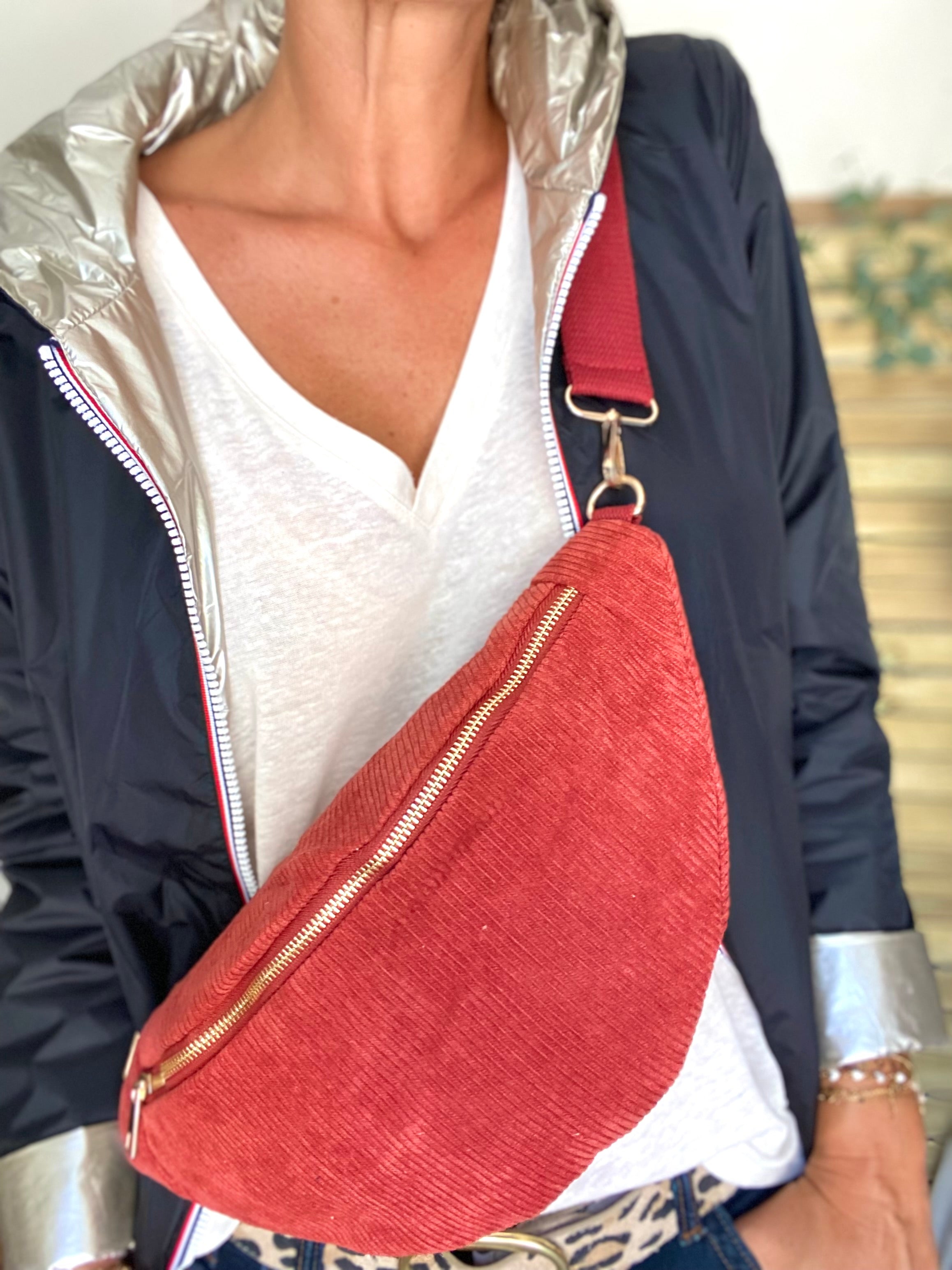 Sac banane XL velours côtelé Ciao Boum - IVY -  Terracotta