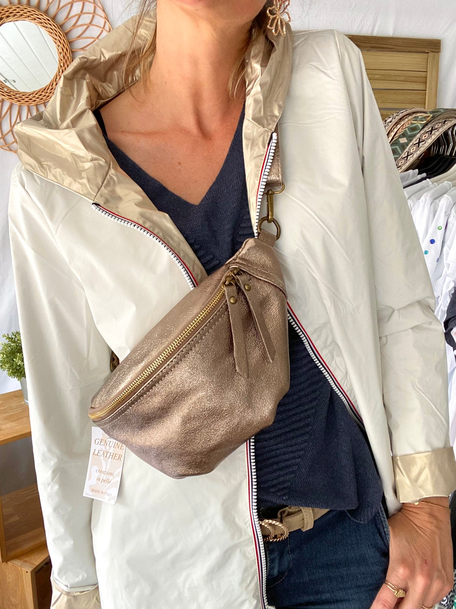 Sac banane en cuir - IRISS - Bronze