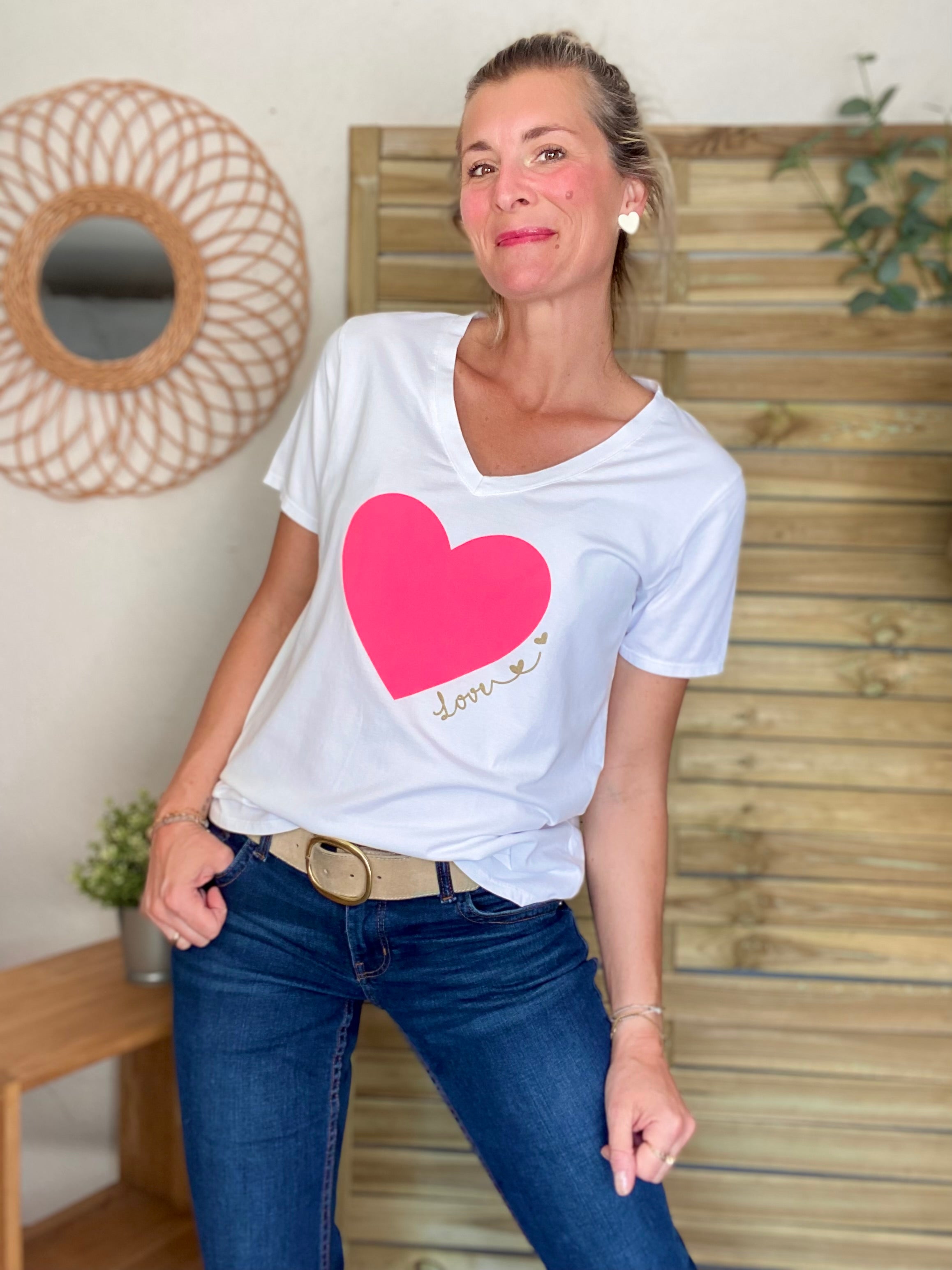 Tee shirt coeur fluo Love DAKOTA