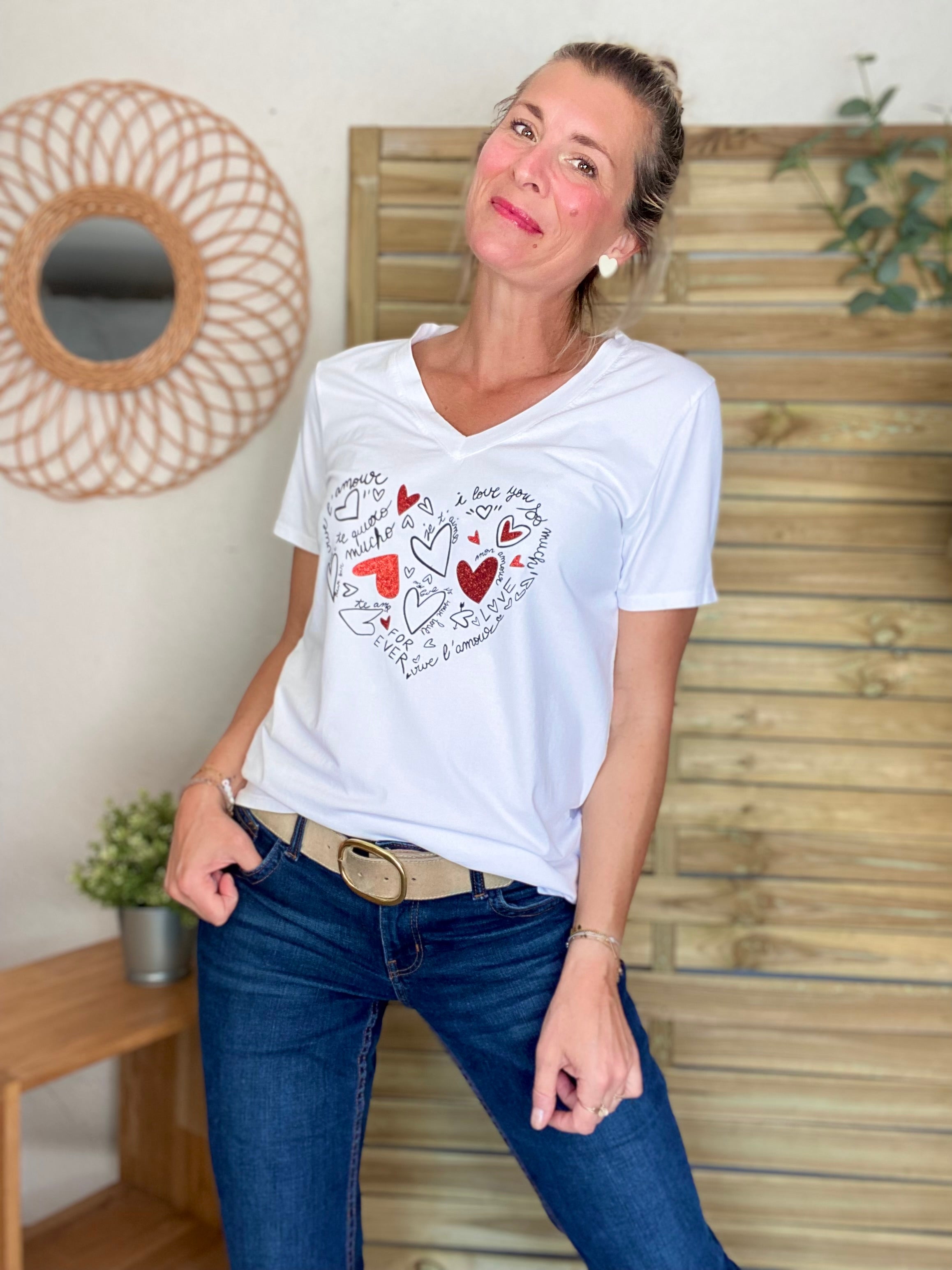 Tee shirt paillettes Te quiero  PIPPA