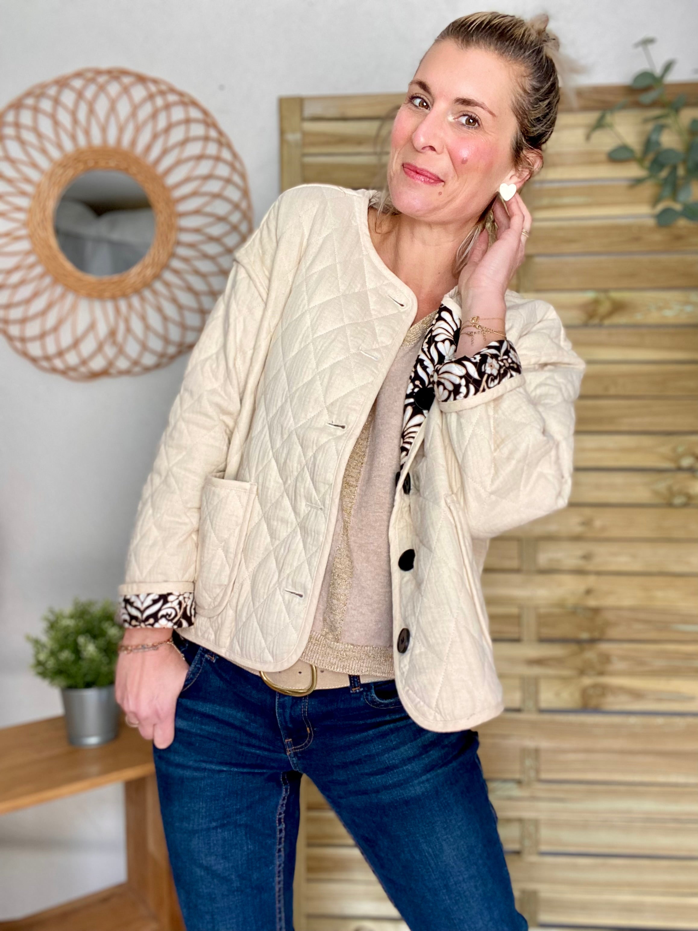Veste matelassée légère réversible NINA - Beige