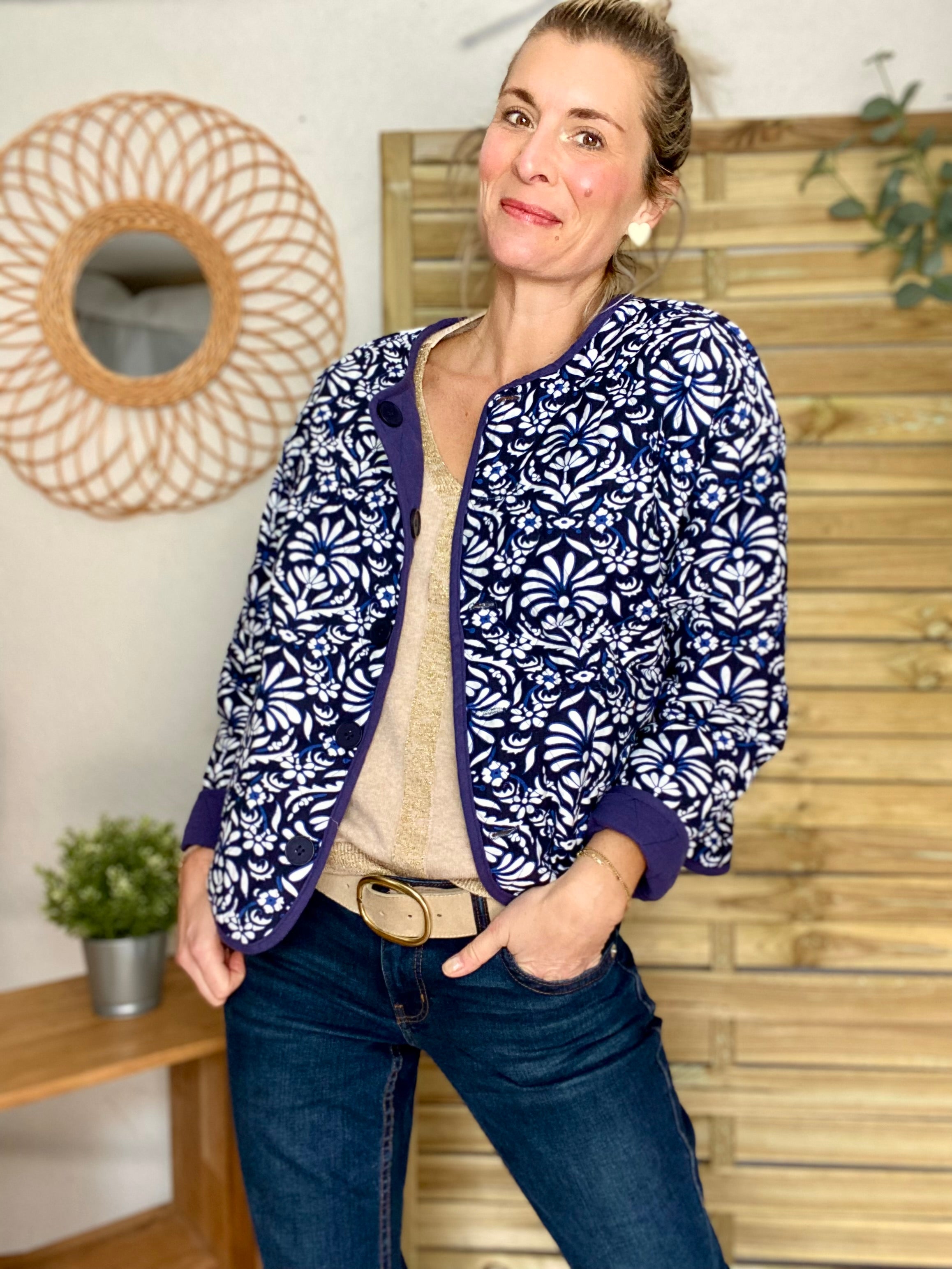 Veste matelassée légère réversible NINA - Bleu
