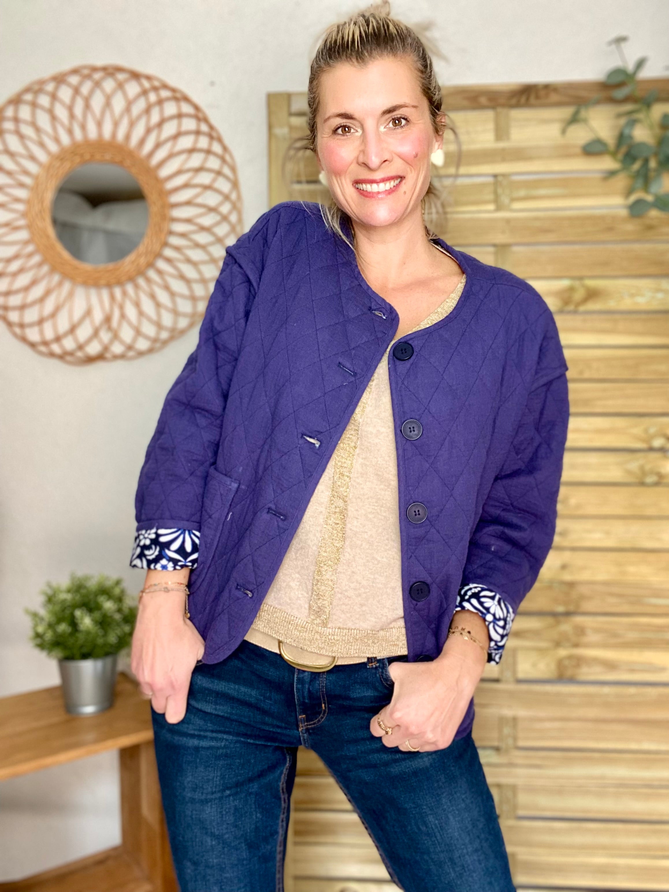 Veste matelassée légère réversible NINA - Bleu