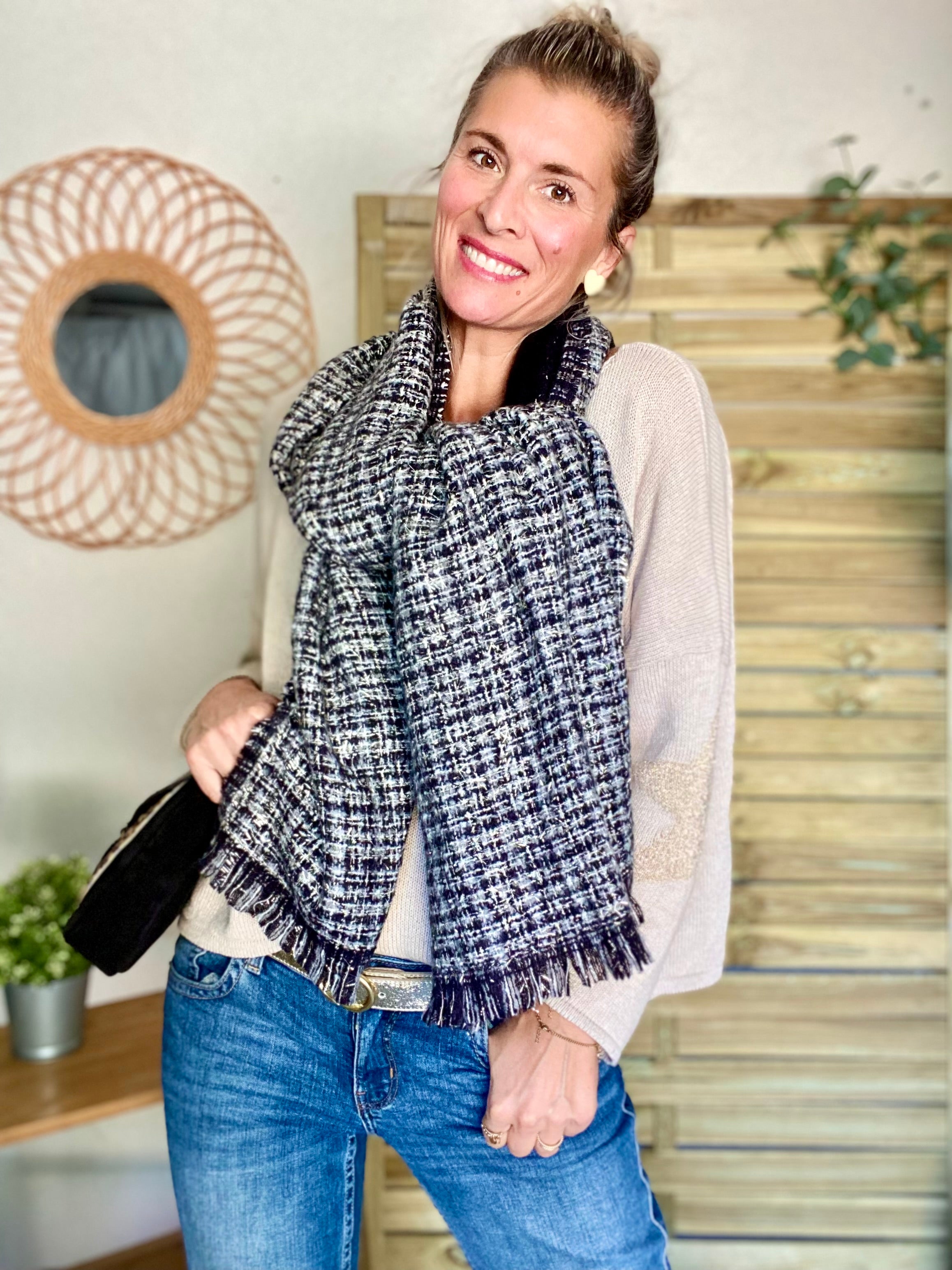 Écharpe douce avec lurex MARCELLE - Noir