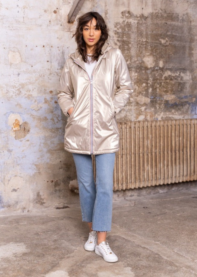 Parka Imperméable LOUISE LONG fourré - Doré - Laura Jo