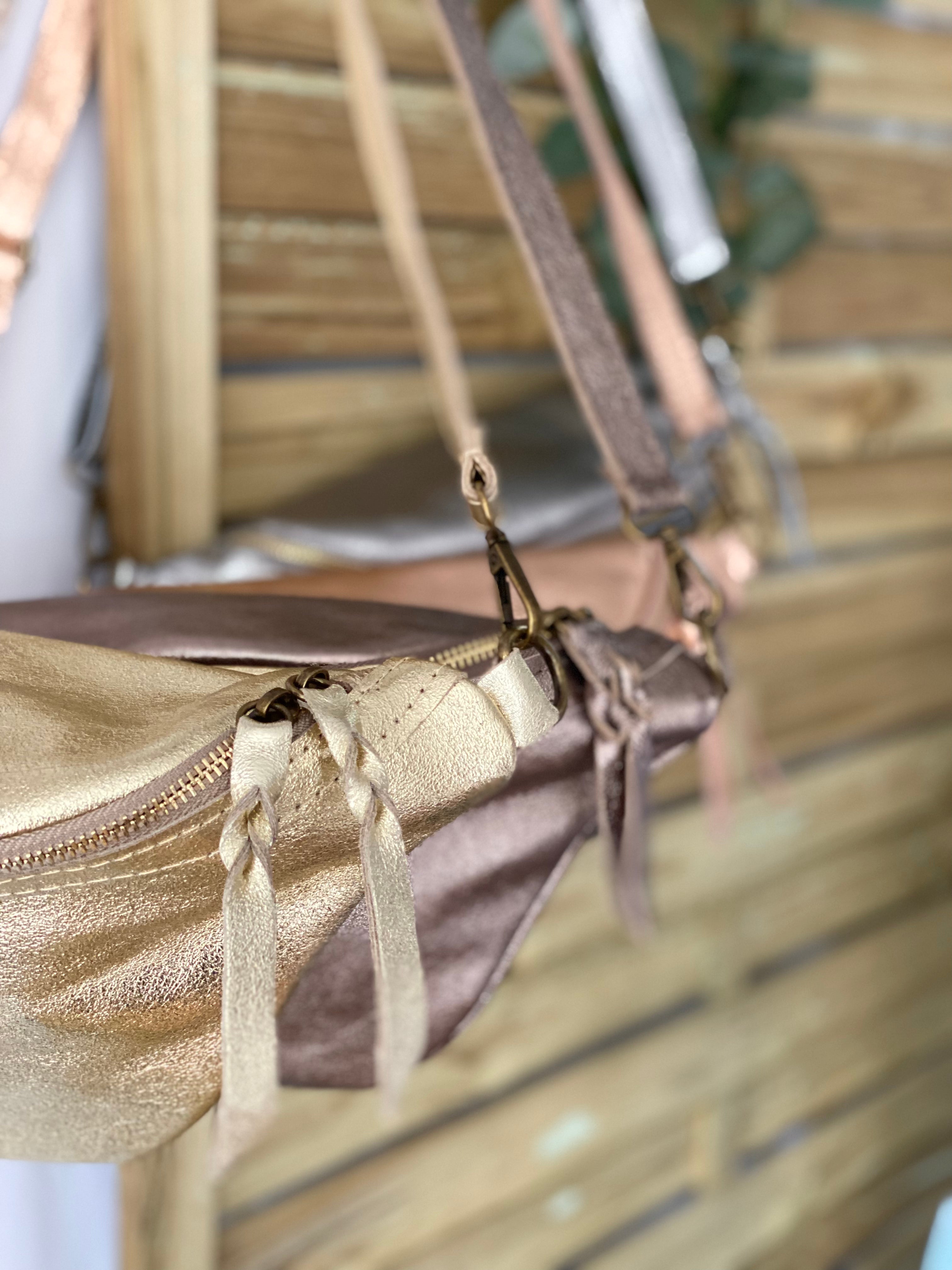 Sac banane XL en cuir irisé - JADE - cuivre rosé (rose Gold)