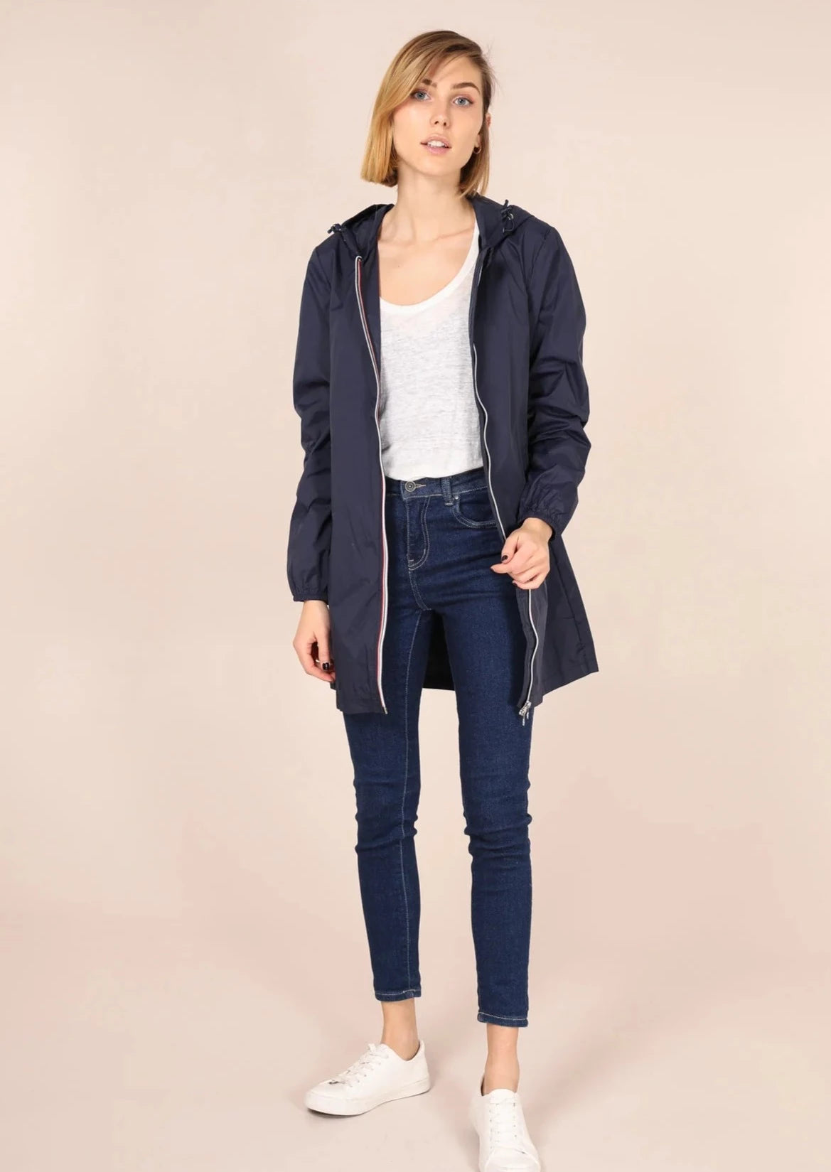 Coupe vent imperméable ANNA LONG léger - Marine - Laura Jo