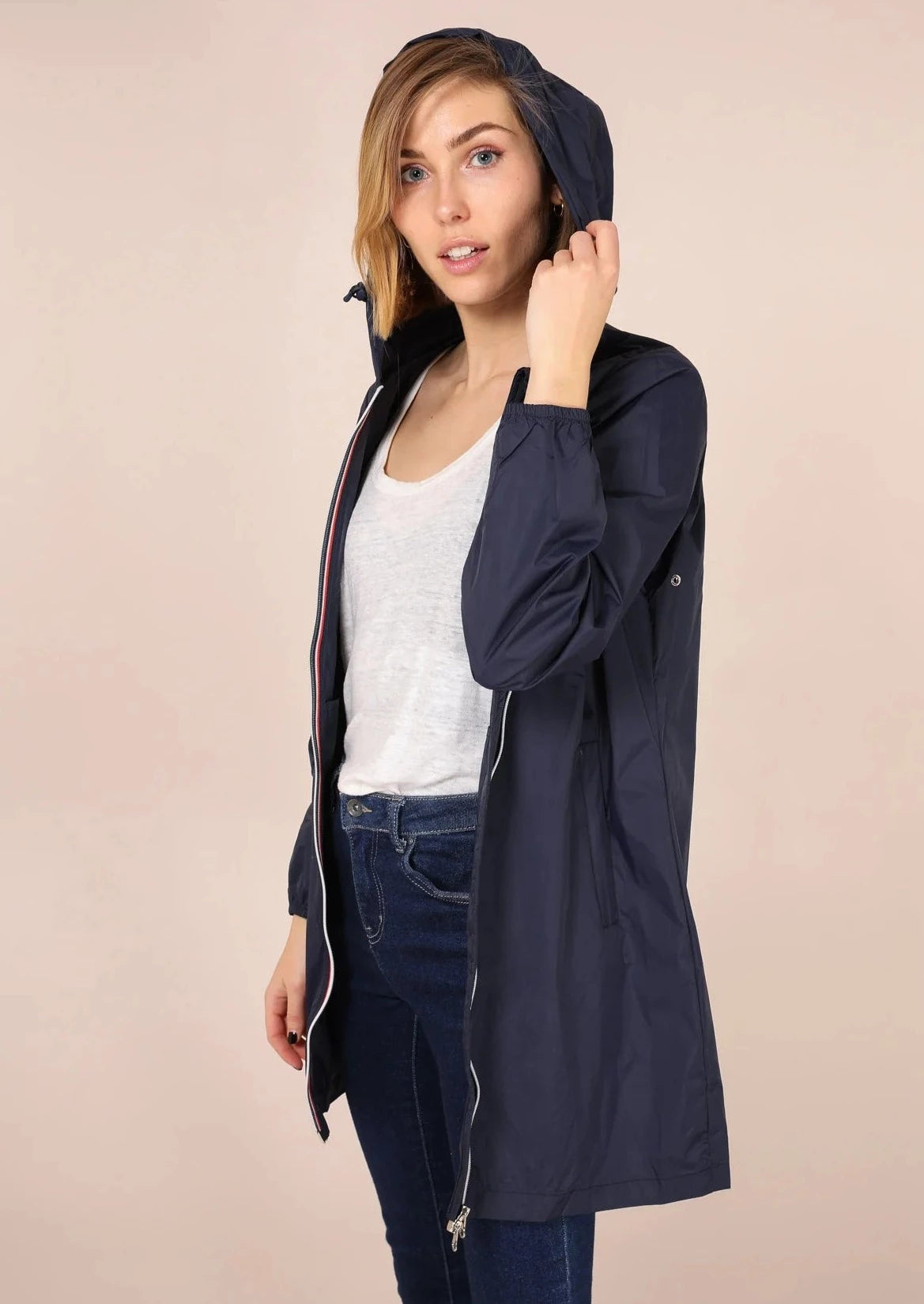 Coupe vent imperméable ANNA LONG léger - Marine - Laura Jo