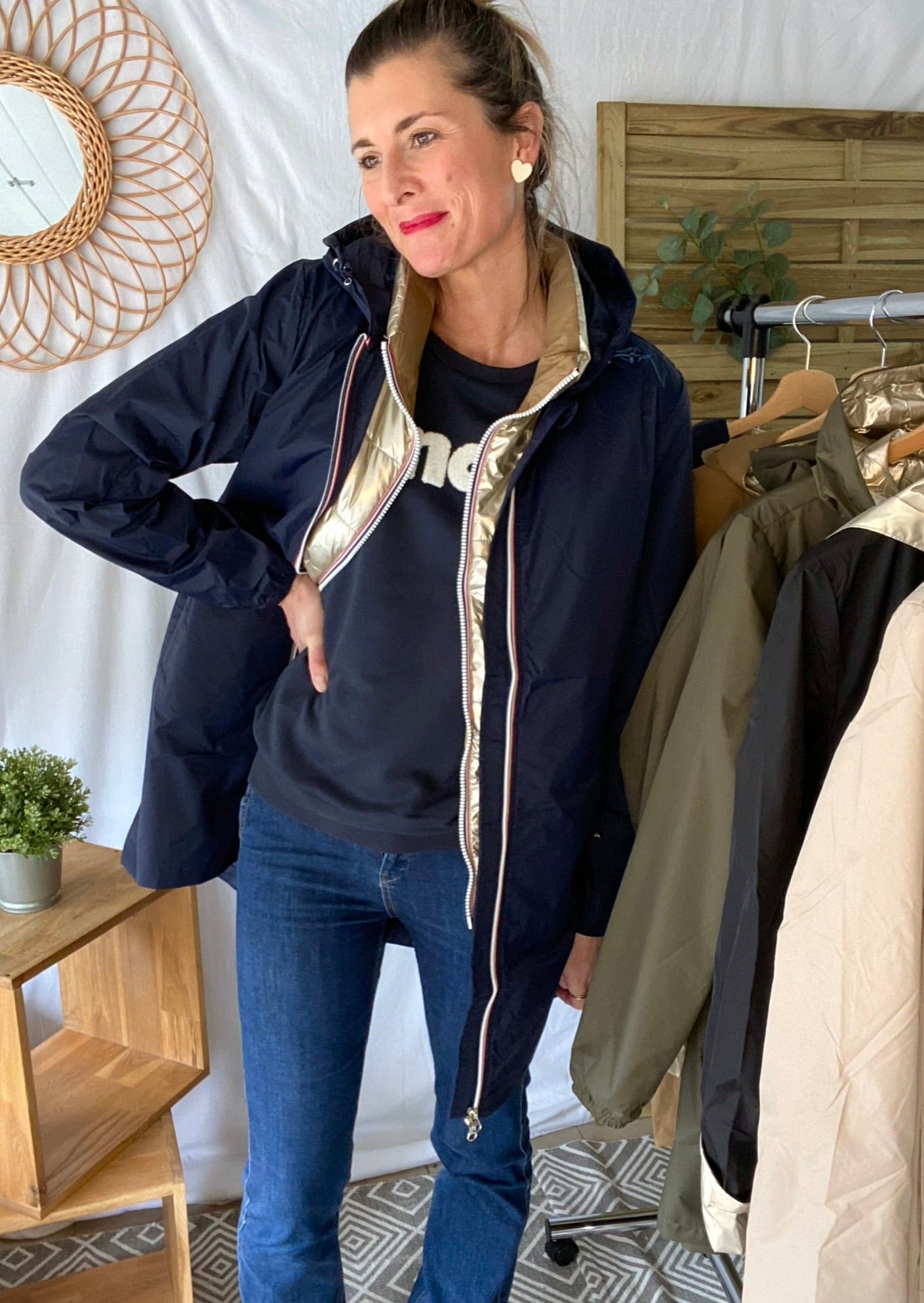 Coupe vent imperméable ANNA LONG léger - Marine - Laura Jo2