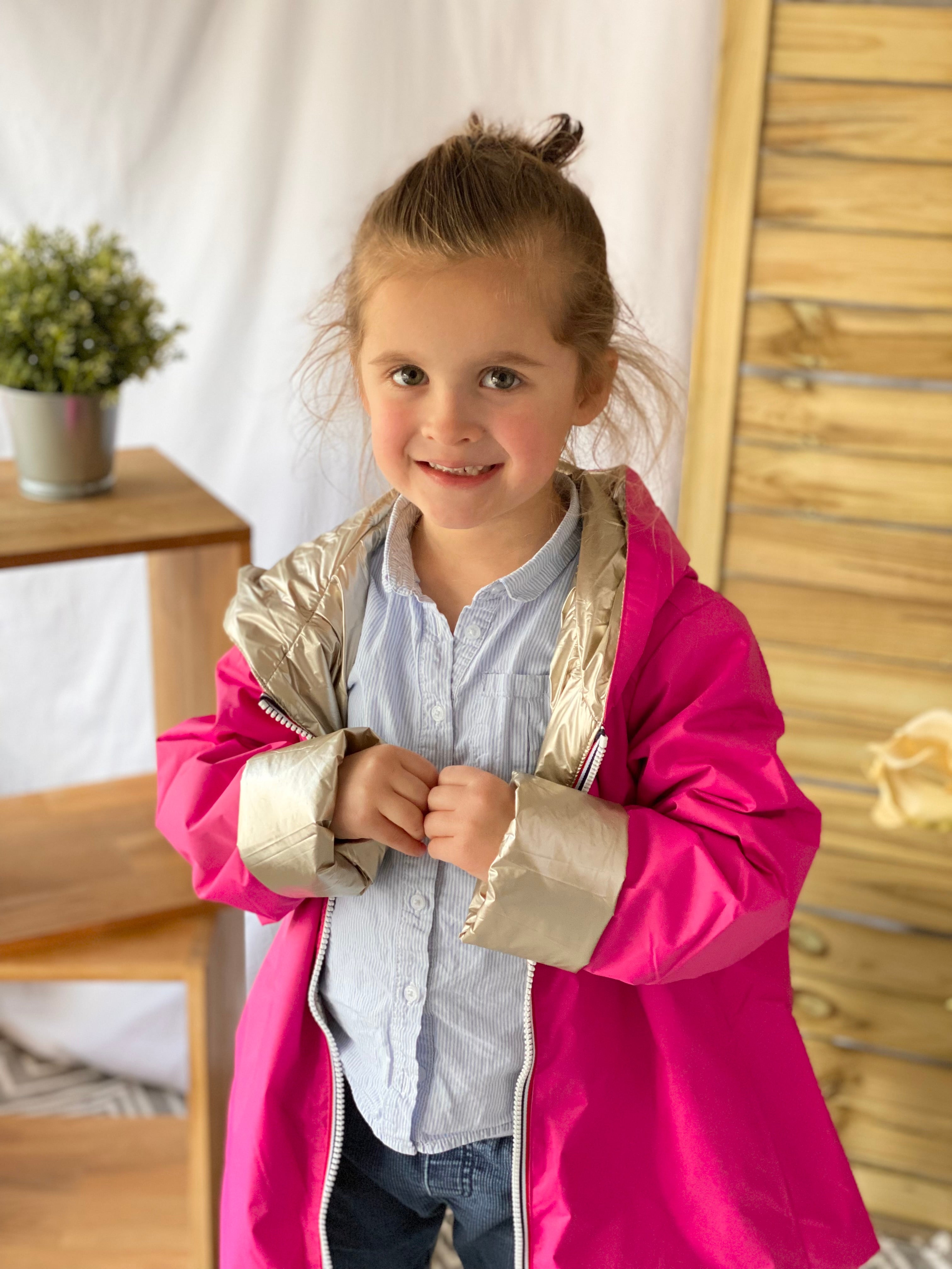 Imperméable LOUISON KIDS réversible enfant avec garnissage Rose/Doré