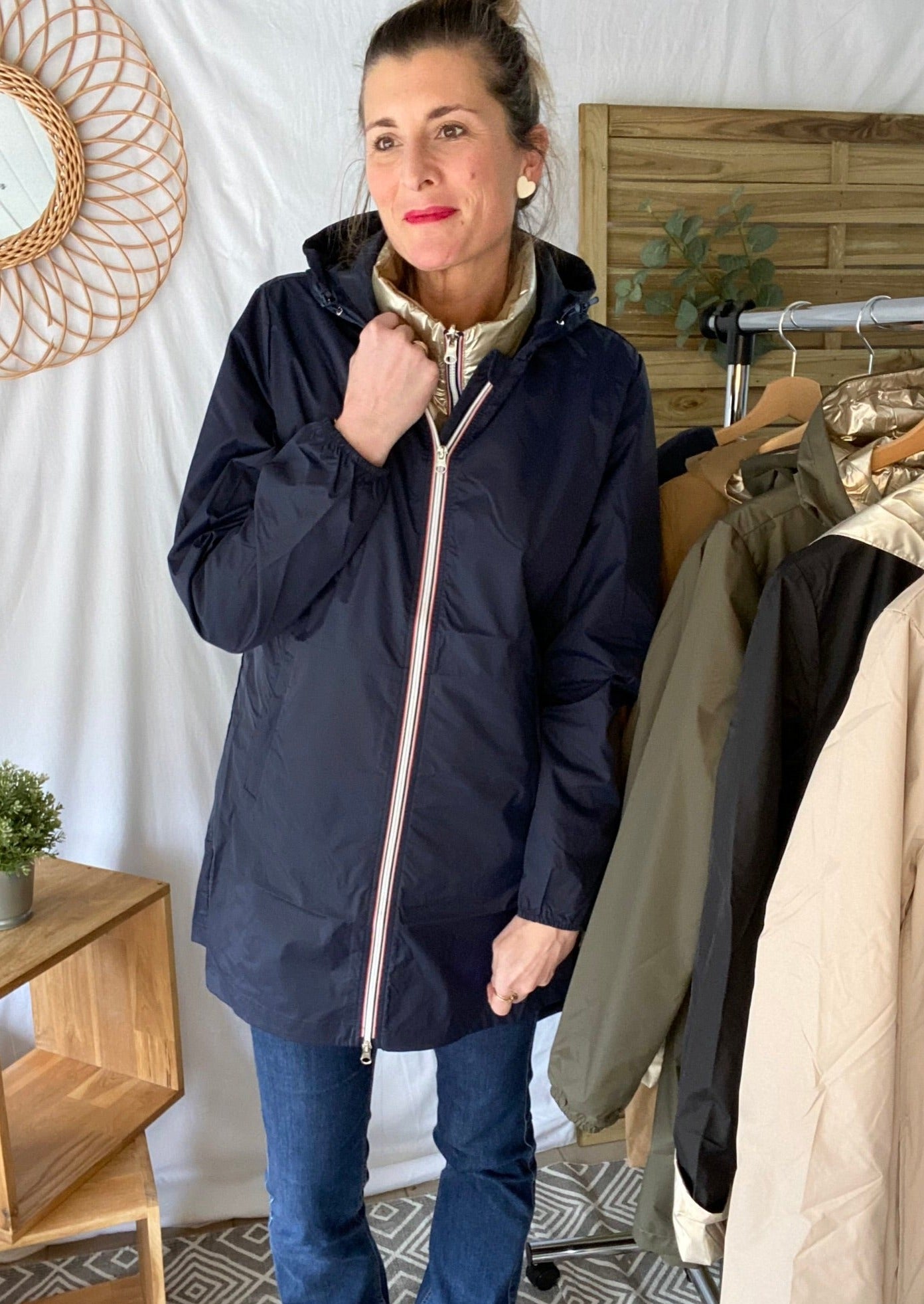 Coupe vent imperméable ANNA LONG léger - Marine - Laura Jo