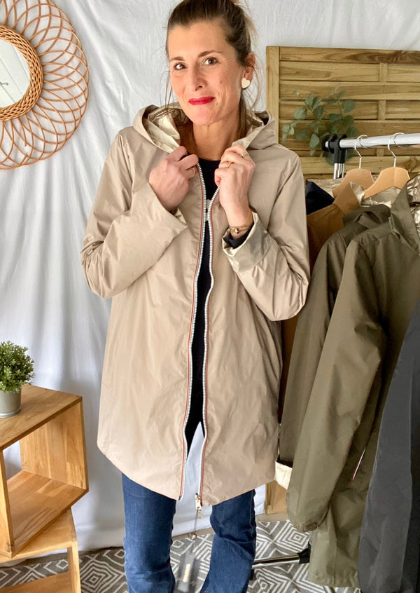 Imperm?�able r?�versible l?�ger GARANCE LONG -Beige/Dor?� - Laura Jo