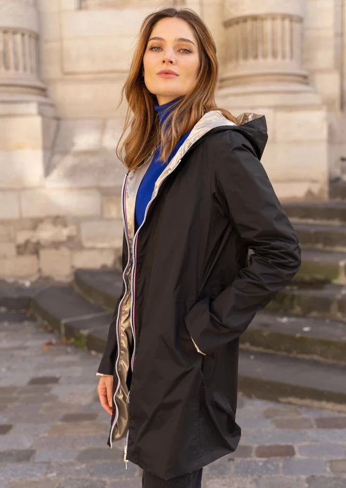 Impermeable reversible leger GARANCE LONG Noir Dore Laura Jo